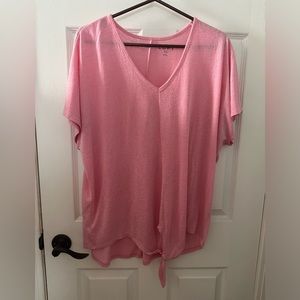 LOFT pink super soft tie in front t shirt XXL
